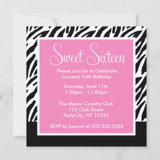 Invitación Impresión cebra y rosa
