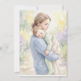 Invitación Impresión de acuarela personalizada de madre y beb