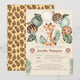 Invitación Impresión de animal safari de jirafa bebé linda be