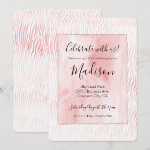 Invitación Impresión de animales color agua rosado