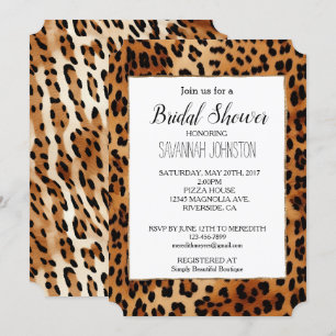 Invitación Impresión de animales de leopardo negro marrón