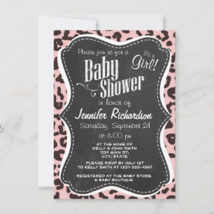 Invitación Impresión de animales de leopardo rosa para bebés;