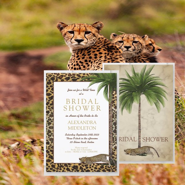Invitación Impresión de animales Leopard Elegante Palm Bridal (Subido por el creador)