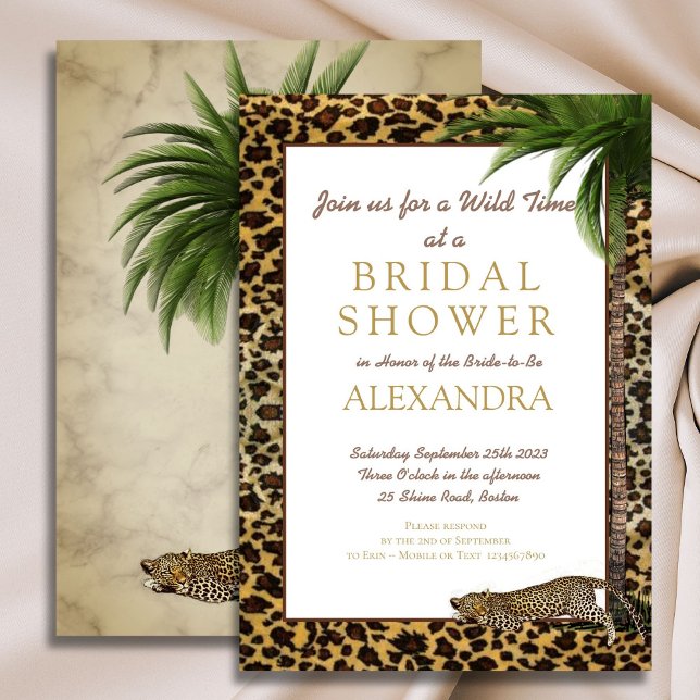 Invitación Impresión de animales Leopard Elegante Palm Bridal (Subido por el creador)