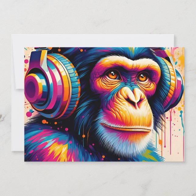 Invitación Impresión de arte de chimpancé de gorila de mono d (Anverso)