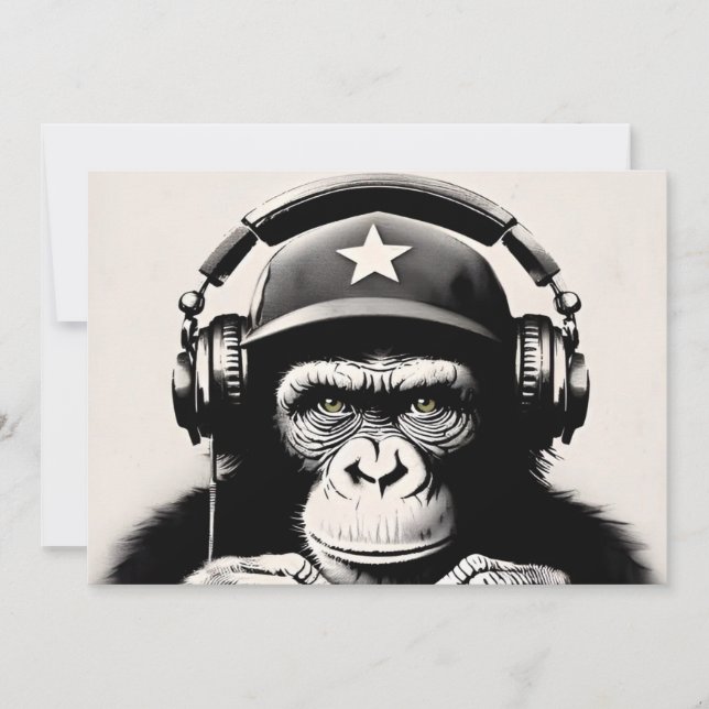 Invitación Impresión de arte de chimpancé de gorila de mono d (Anverso)