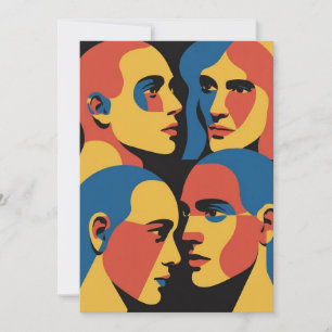 Invitación Impresión de arte de cuadrícula de caras abstracta