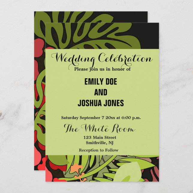 Invitación Impresión de arte floral Hawaii Aloha (Anverso / Reverso)