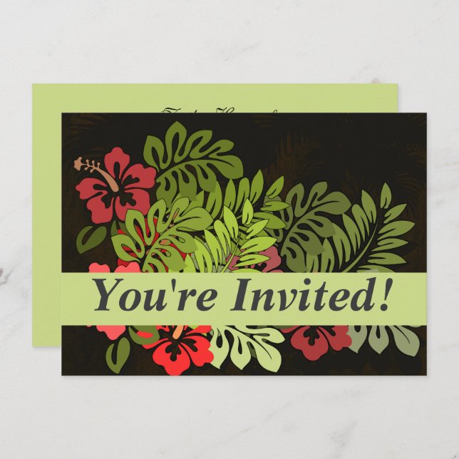 Invitación Impresión de arte floral Hawaii Aloha (Anverso / Reverso)