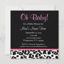 Invitación Impresión de Baby Shower de Leopardo Blanco Blanco