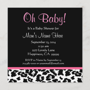 Invitación Impresión de Baby Shower de Leopardo Blanco Blanco