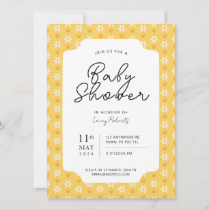 Invitación Impresión de bloques florales retro simple amarill