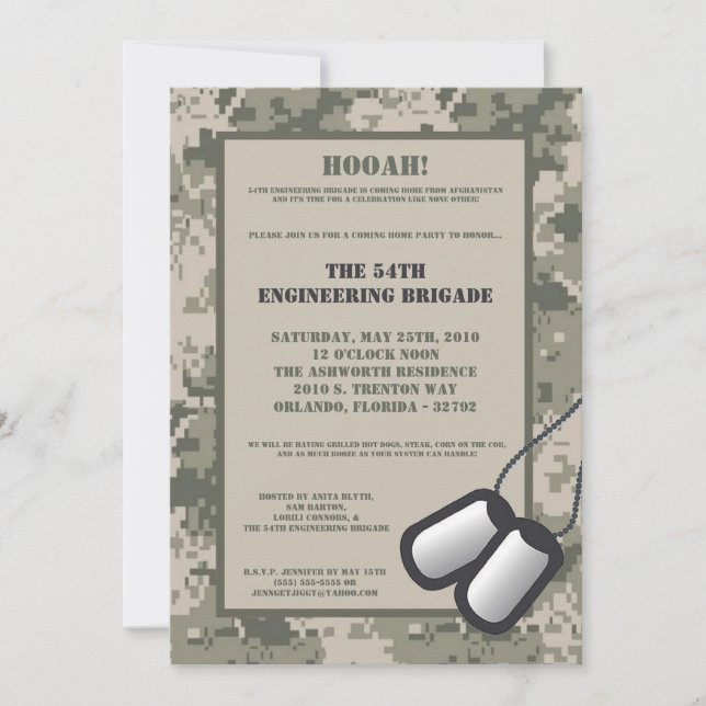 Invitación Impresión de Camo ACU para el EJÉRCITO de la invit (Anverso)