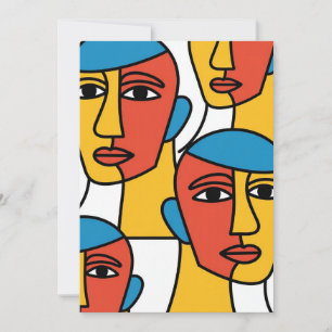 Invitación Impresión de caras abstractas, arte geométrico vib