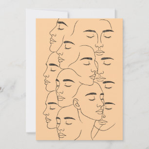 Invitación Impresión de caras superpuestas, arte de línea min
