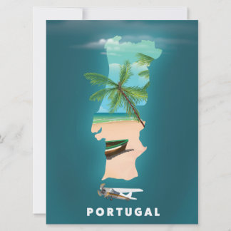 Invitación Impresión de cartel de viaje del mapa de Portugal.