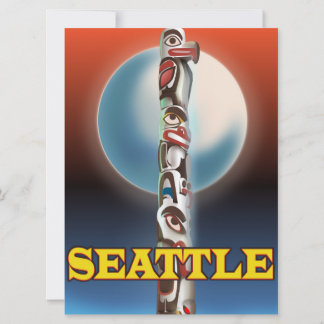 Invitación Impresión de cartel de viaje del tótem de Seattle