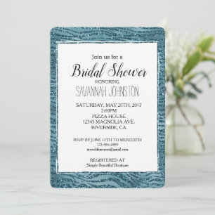 Invitación Impresión de cebra de Purpurina azul turquesa Verd