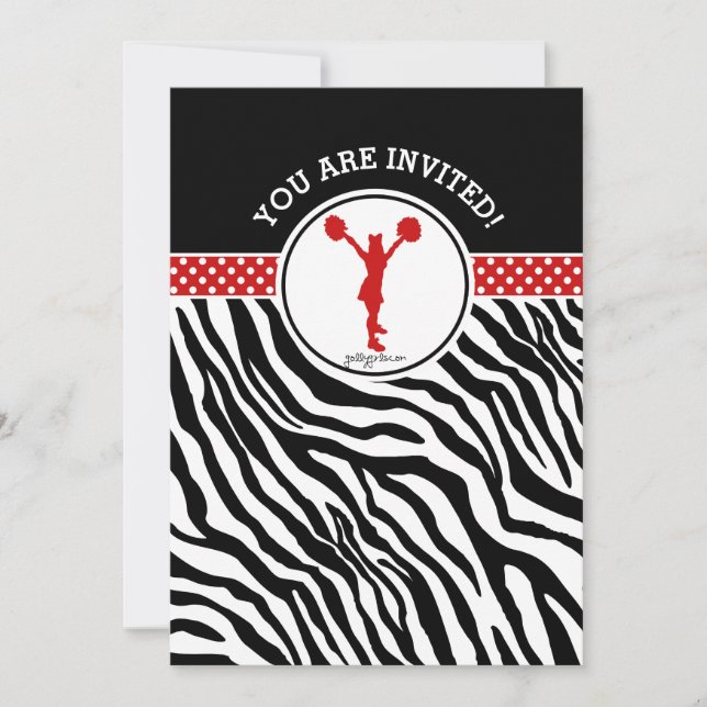 Invitación Impresión de cebra personalizada Cheque o Pom en r (Anverso)