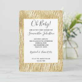Invitación Impresión de cebra Purpurina de oro de gafas