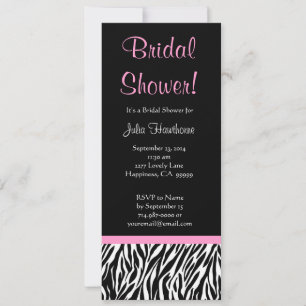 Invitación Impresión de cebra rosa blanca negra en la ducha d