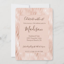 Invitación Impresión de cebra rosa melocotón rubor