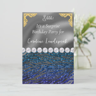 Invitación Impresión de cebra violeta azul de cumpleaños de s