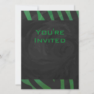 Invitación Impresión de color negro y verde cebra monograma