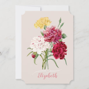 Invitación Impresión de flores de clavel vintage