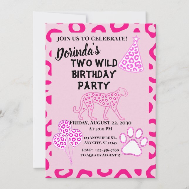 Invitación Impresión de Guepardo Neon (Anverso)