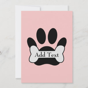 Invitación Impresión De Hojas De Perro Y Hueso En Rosa De Beb