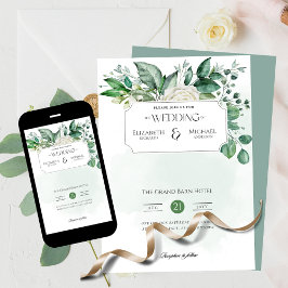 Invitación Impresión de hojas de verdor o Boda digital
