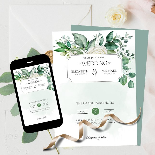 Invitación Impresión de hojas de verdor o Boda digital (Subido por el creador)