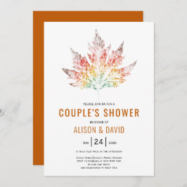 Invitación Impresión de hojas naranja otoño parejas de boda d