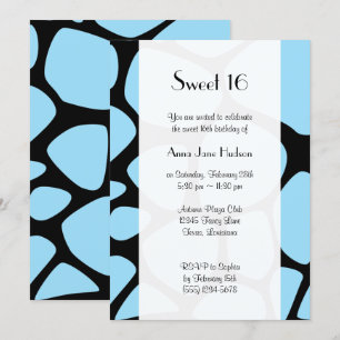 Invitación Impresión de jirafas, jirafa azul, jungla, dulce 1