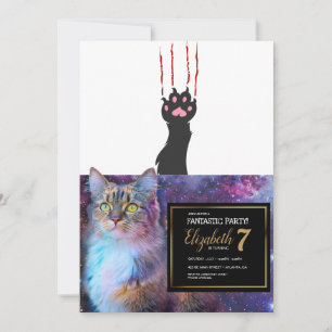 Invitación Impresión de la pata del gato negro - Elegir color