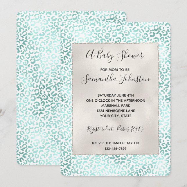 Invitación Impresión de leopardo de las pinturas de Girly Gla (Anverso / Reverso)
