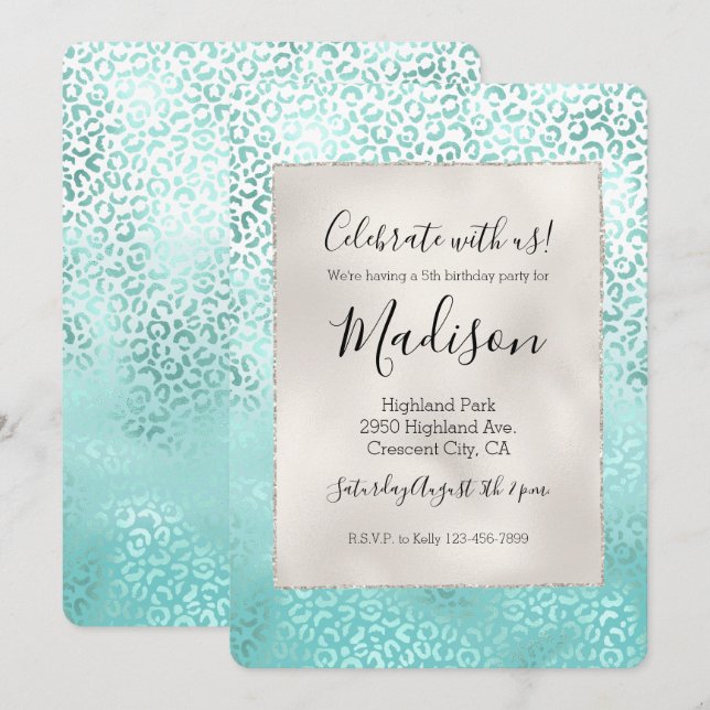 Invitación Impresión de leopardo de oro de oro de crema blanc (Anverso / Reverso)