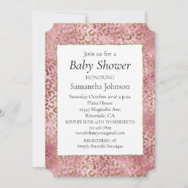 Invitación Impresión de Leopardo de Oro Girly Pink