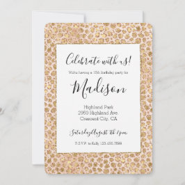 Invitación Impresión de leopardo de oro Girly Purpurina