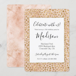 Invitación Impresión de leopardo de oro Girly Purpurina