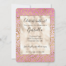 Invitación Impresión de Leopardo de Oro Rosa
