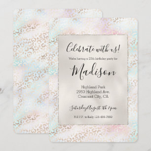 Invitación Impresión de leopardo de oro rosa de Girly Aqua Ru