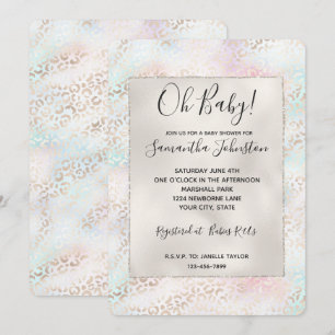 Invitación Impresión de leopardo de oro rosa de Girly Aqua Ru