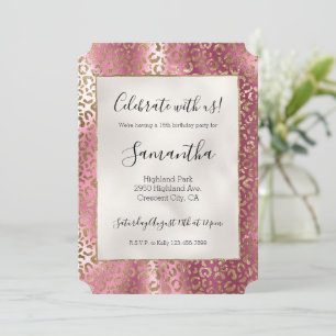 Invitación Impresión de leopardo de oro rosado de moda