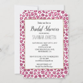 Invitación Impresión de leopardo de Purpurina de Glam Blanco 