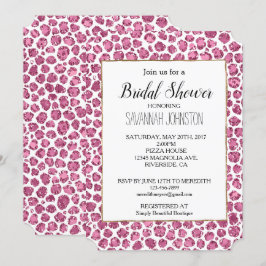 Invitación Impresión de leopardo de Purpurina de Glam Blanco