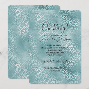 Invitación Impresión de leopardo del glam azul Aqua