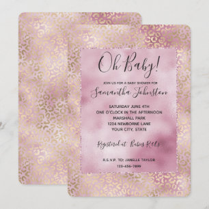 Invitación Impresión de leopardo dorado de color rosado