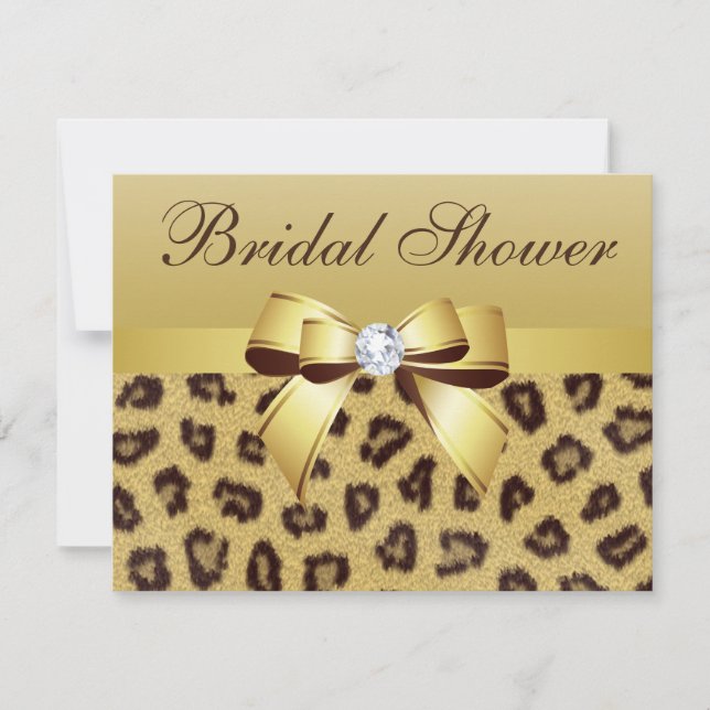 Invitación Impresión de leopardo, ducha de novias de barro y  (Anverso)